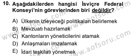 Karşılaştırmalı Siyasal Sistemler Dersi 2014 - 2015 Yılı (Final) Dönem Sonu Sınav Soruları 10. Soru
