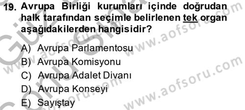 Karşılaştırmalı Siyasal Sistemler Dersi 2014 - 2015 Yılı (Final) Dönem Sonu Sınav Soruları 19. Soru