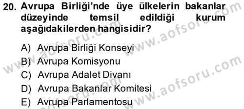 Karşılaştırmalı Siyasal Sistemler Dersi 2014 - 2015 Yılı (Final) Dönem Sonu Sınav Soruları 20. Soru