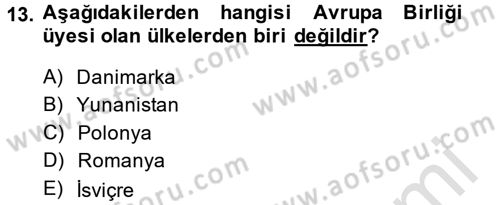Karşılaştırmalı Siyasal Sistemler Dersi 2014 - 2015 Yılı Tek Ders Sınav Soruları 13. Soru