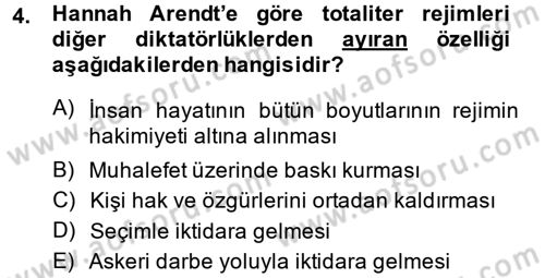 Karşılaştırmalı Siyasal Sistemler Dersi 2014 - 2015 Yılı Tek Ders Sınav Soruları 4. Soru