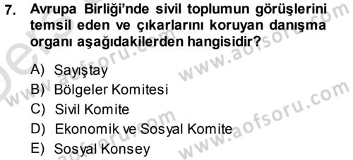 Karşılaştırmalı Siyasal Sistemler Dersi 2014 - 2015 Yılı Tek Ders Sınav Soruları 7. Soru
