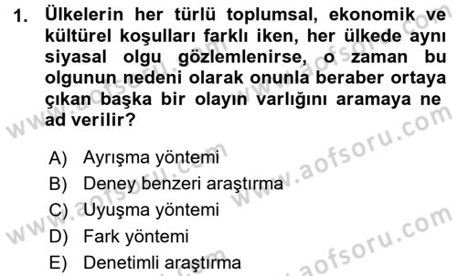 Karşılaştırmalı Siyasal Sistemler Dersi 2015 - 2016 Yılı (Vize) Ara Sınav Soruları 1. Soru