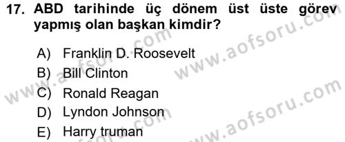 Karşılaştırmalı Siyasal Sistemler Dersi 2015 - 2016 Yılı (Vize) Ara Sınavı 17. Soru