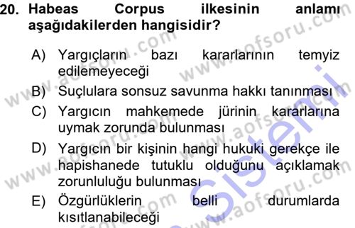 Karşılaştırmalı Siyasal Sistemler Dersi 2015 - 2016 Yılı (Vize) Ara Sınav Soruları 20. Soru
