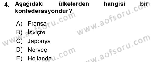 Karşılaştırmalı Siyasal Sistemler Dersi 2015 - 2016 Yılı (Vize) Ara Sınav Soruları 4. Soru