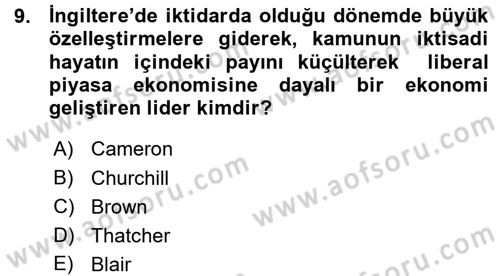 Karşılaştırmalı Siyasal Sistemler Dersi 2015 - 2016 Yılı (Vize) Ara Sınav Soruları 9. Soru