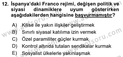 Karşılaştırmalı Siyasal Sistemler Dersi 2015 - 2016 Yılı (Final) Dönem Sonu Sınav Soruları 12. Soru