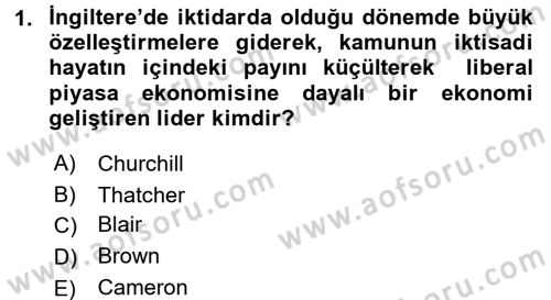 Karşılaştırmalı Siyasal Sistemler Dersi 2015 - 2016 Yılı Tek Ders Sınav Soruları 1. Soru