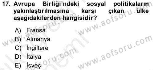 Karşılaştırmalı Siyasal Sistemler Dersi 2015 - 2016 Yılı Tek Ders Sınav Soruları 17. Soru