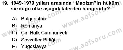 Karşılaştırmalı Siyasal Sistemler Dersi 2015 - 2016 Yılı Tek Ders Sınav Soruları 19. Soru