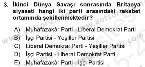 Karşılaştırmalı Siyasal Sistemler Dersi 2015 - 2016 Yılı Tek Ders Sınav Soruları 3. Soru