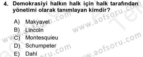 Karşılaştırmalı Siyasal Sistemler Dersi 2015 - 2016 Yılı Tek Ders Sınav Soruları 4. Soru