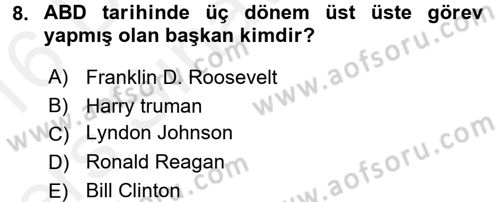 Karşılaştırmalı Siyasal Sistemler Dersi 2015 - 2016 Yılı Tek Ders Sınav Soruları 8. Soru