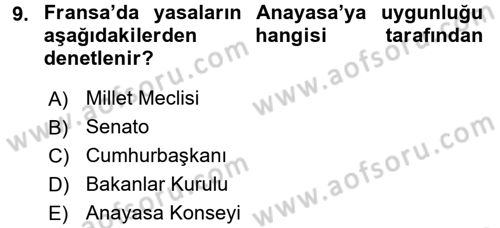 Karşılaştırmalı Siyasal Sistemler Dersi 2015 - 2016 Yılı Tek Ders Sınav Soruları 9. Soru