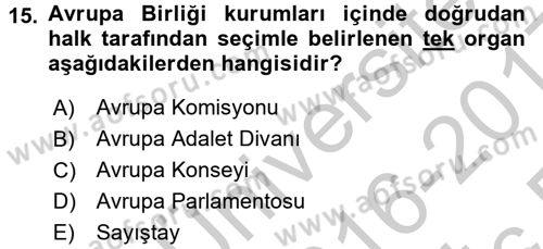 Karşılaştırmalı Siyasal Sistemler Dersi 2016 - 2017 Yılı 3 Ders Sınav Soruları 15. Soru