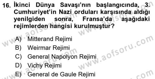 Karşılaştırmalı Siyasal Sistemler Dersi 2016 - 2017 Yılı (Vize) Ara Sınav Soruları 16. Soru