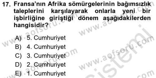 Karşılaştırmalı Siyasal Sistemler Dersi 2016 - 2017 Yılı (Vize) Ara Sınav Soruları 17. Soru