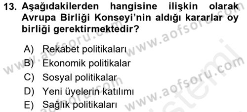 Karşılaştırmalı Siyasal Sistemler Dersi 2016 - 2017 Yılı (Final) Dönem Sonu Sınav Soruları 13. Soru