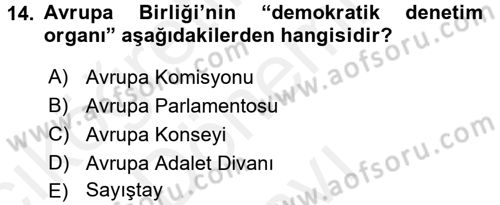 Karşılaştırmalı Siyasal Sistemler Dersi 2016 - 2017 Yılı (Final) Dönem Sonu Sınav Soruları 14. Soru