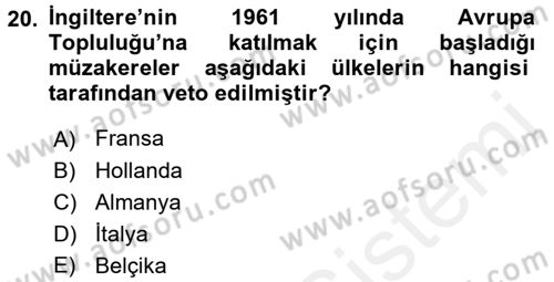 Karşılaştırmalı Siyasal Sistemler Dersi 2016 - 2017 Yılı (Final) Dönem Sonu Sınav Soruları 20. Soru