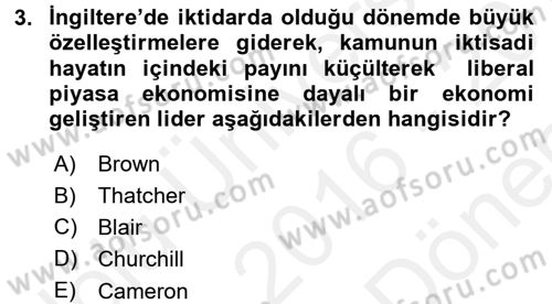 Karşılaştırmalı Siyasal Sistemler Dersi 2016 - 2017 Yılı (Final) Dönem Sonu Sınav Soruları 3. Soru