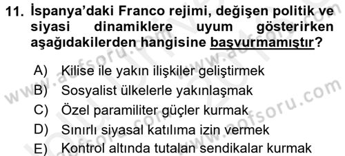 Karşılaştırmalı Siyasal Sistemler Dersi 2017 - 2018 Yılı 3 Ders Sınav Soruları 11. Soru