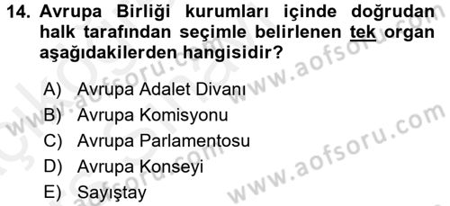 Karşılaştırmalı Siyasal Sistemler Dersi 2017 - 2018 Yılı 3 Ders Sınav Soruları 14. Soru