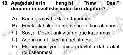 Karşılaştırmalı Siyasal Sistemler Dersi 2017 - 2018 Yılı (Vize) Ara Sınavı 18. Soru