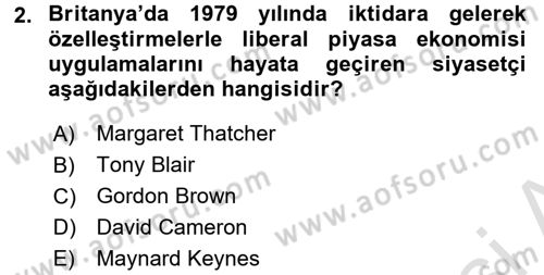 Karşılaştırmalı Siyasal Sistemler Dersi 2017 - 2018 Yılı (Vize) Ara Sınav Soruları 2. Soru