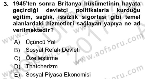 Karşılaştırmalı Siyasal Sistemler Dersi 2017 - 2018 Yılı (Vize) Ara Sınav Soruları 3. Soru