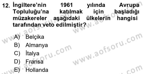 Karşılaştırmalı Siyasal Sistemler Dersi 2018 - 2019 Yılı 3 Ders Sınavı 12. Soru