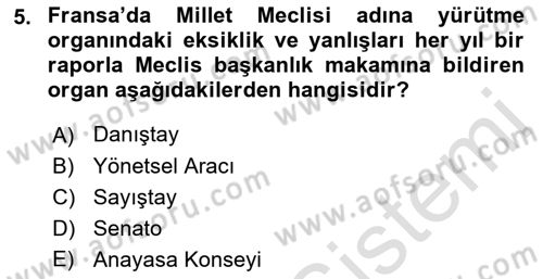 Karşılaştırmalı Siyasal Sistemler Dersi 2018 - 2019 Yılı 3 Ders Sınav Soruları 5. Soru