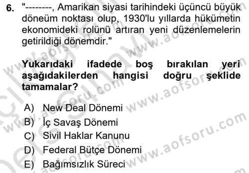Karşılaştırmalı Siyasal Sistemler Dersi 2018 - 2019 Yılı 3 Ders Sınav Soruları 6. Soru