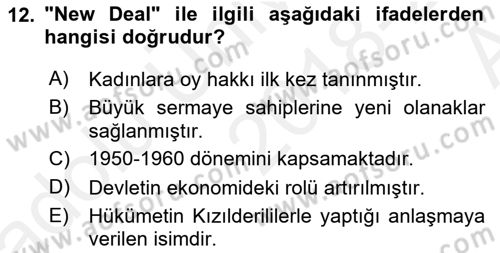 Karşılaştırmalı Siyasal Sistemler Dersi 2018 - 2019 Yılı (Vize) Ara Sınavı 12. Soru