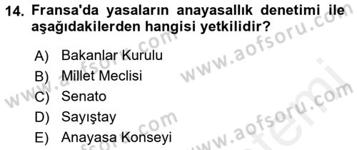 Karşılaştırmalı Siyasal Sistemler Dersi 2018 - 2019 Yılı (Vize) Ara Sınav Soruları 14. Soru