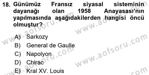 Karşılaştırmalı Siyasal Sistemler Dersi 2018 - 2019 Yılı (Vize) Ara Sınav Soruları 18. Soru