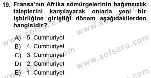 Karşılaştırmalı Siyasal Sistemler Dersi 2018 - 2019 Yılı (Vize) Ara Sınavı 19. Soru