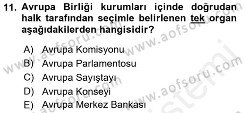 Karşılaştırmalı Siyasal Sistemler Dersi 2018 - 2019 Yılı (Final) Dönem Sonu Sınav Soruları 11. Soru