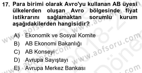 Karşılaştırmalı Siyasal Sistemler Dersi 2018 - 2019 Yılı (Final) Dönem Sonu Sınav Soruları 17. Soru