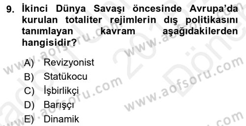Karşılaştırmalı Siyasal Sistemler Dersi 2018 - 2019 Yılı (Final) Dönem Sonu Sınav Soruları 9. Soru