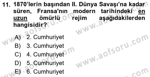 Karşılaştırmalı Siyasal Sistemler Dersi 2018 - 2019 Yılı Yaz Okulu Sınav Soruları 11. Soru