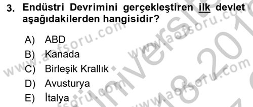 Karşılaştırmalı Siyasal Sistemler Dersi 2018 - 2019 Yılı Yaz Okulu Sınavı 3. Soru