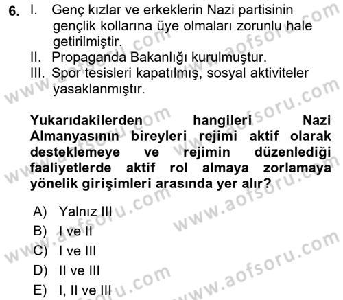 Karşılaştırmalı Siyasal Sistemler Dersi 2019 - 2020 Yılı (Final) Dönem Sonu Sınav Soruları 6. Soru