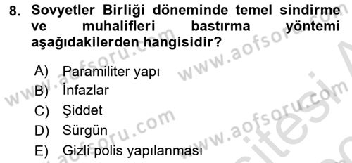 Karşılaştırmalı Siyasal Sistemler Dersi 2019 - 2020 Yılı (Final) Dönem Sonu Sınav Soruları 8. Soru