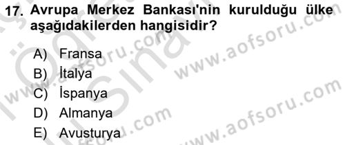 Karşılaştırmalı Siyasal Sistemler Dersi 2020 - 2021 Yılı Yaz Okulu Sınavı 17. Soru