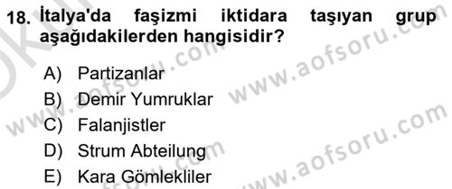 Karşılaştırmalı Siyasal Sistemler Dersi 2020 - 2021 Yılı Yaz Okulu Sınavı 18. Soru