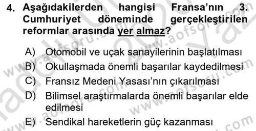 Karşılaştırmalı Siyasal Sistemler Dersi 2020 - 2021 Yılı Yaz Okulu Sınavı 4. Soru