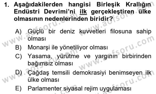 Karşılaştırmalı Siyasal Sistemler Dersi 2021 - 2022 Yılı (Vize) Ara Sınavı 1. Soru