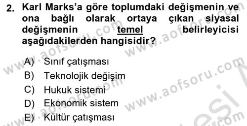 Karşılaştırmalı Siyasal Sistemler Dersi 2021 - 2022 Yılı (Vize) Ara Sınav Soruları 2. Soru